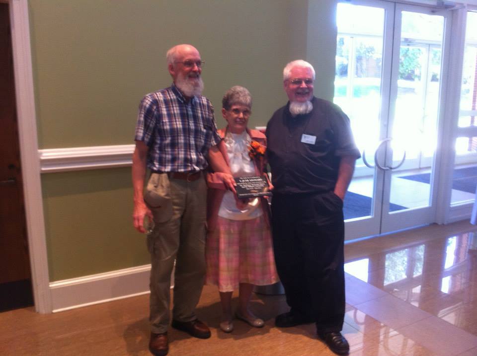 June Leonard with former and current Library Directors, Steve Preston and Gary Daught
